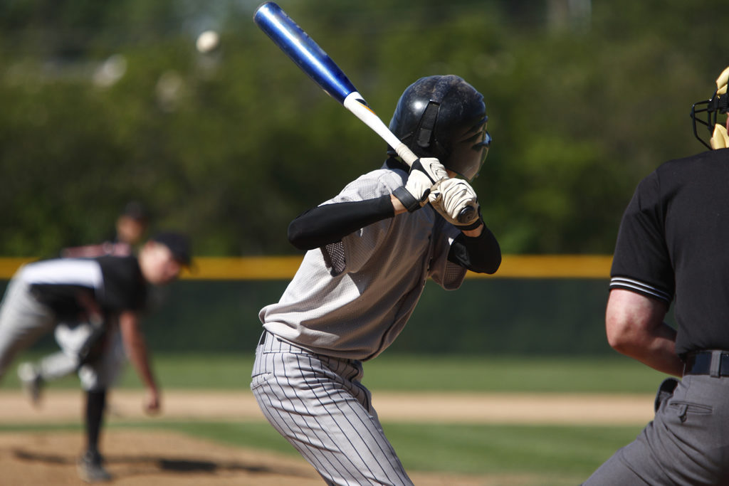 Baseball Player Getting Ready to Hit Ball
